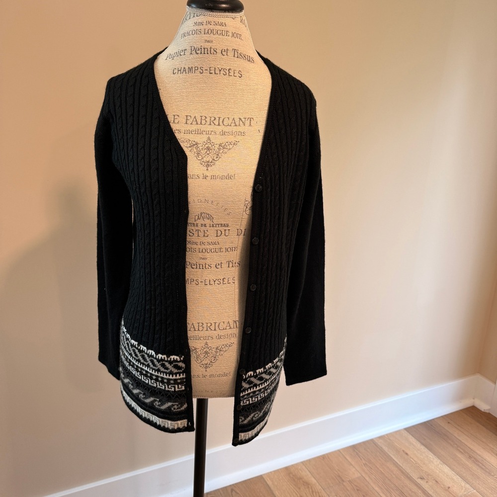 Carducci Women's Black/White‎ Sequined Bottom Design Cardigan Size L